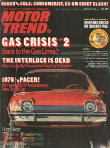 MOTOR TREND 1975 FEB - ELITE, CVCC, MIRAFIORI, PACER